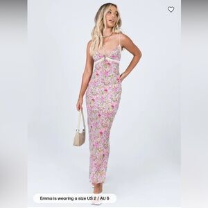 Princess Polly Emily Maxi Dress Pink Floral